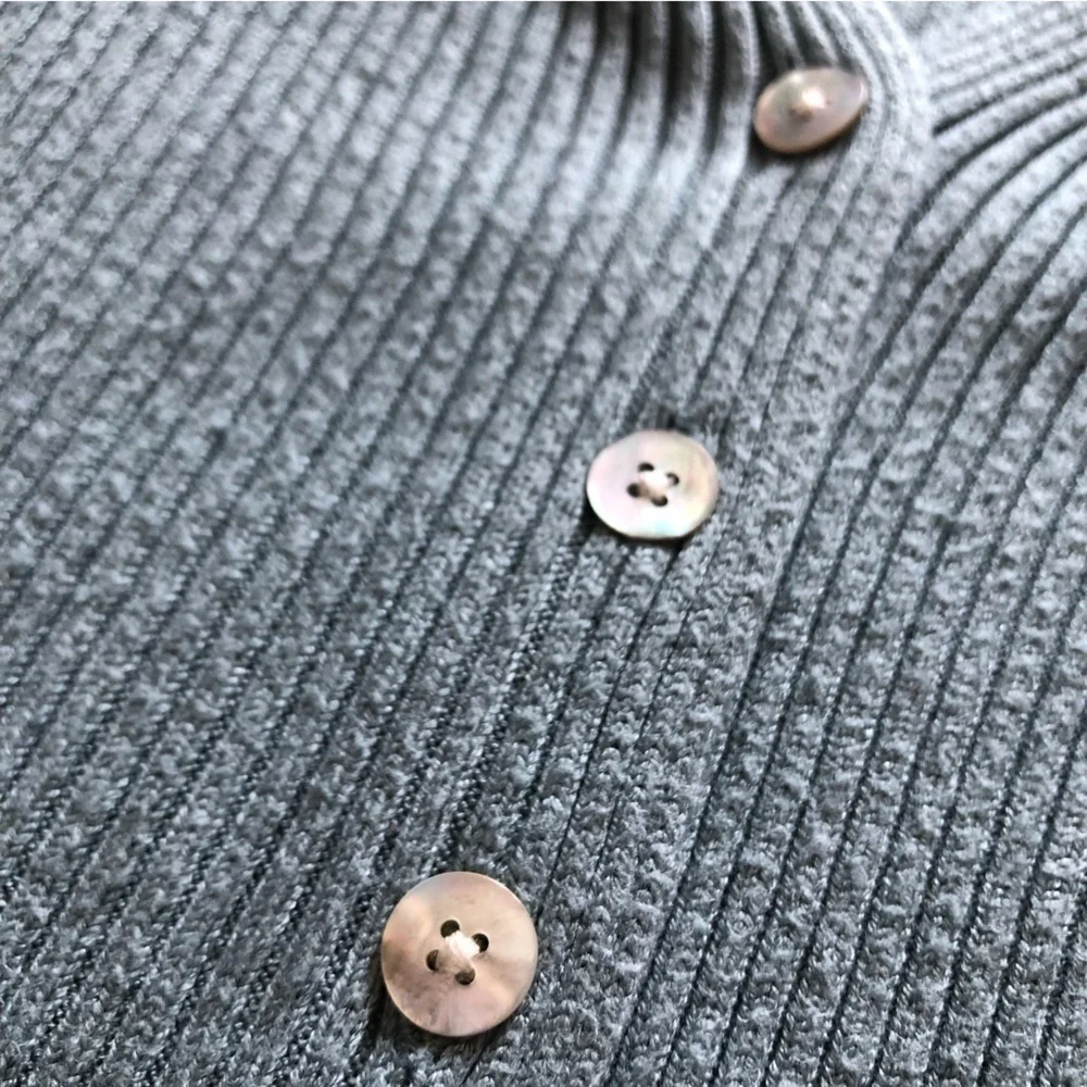 Dynamite Ribbed Shell Button Cardigan in Light Blue - Picture 5 of 9